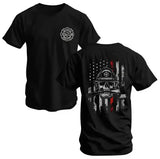 Firefighter Skull Flag T-Shirt — unisex graphic t-shirt, printed to order