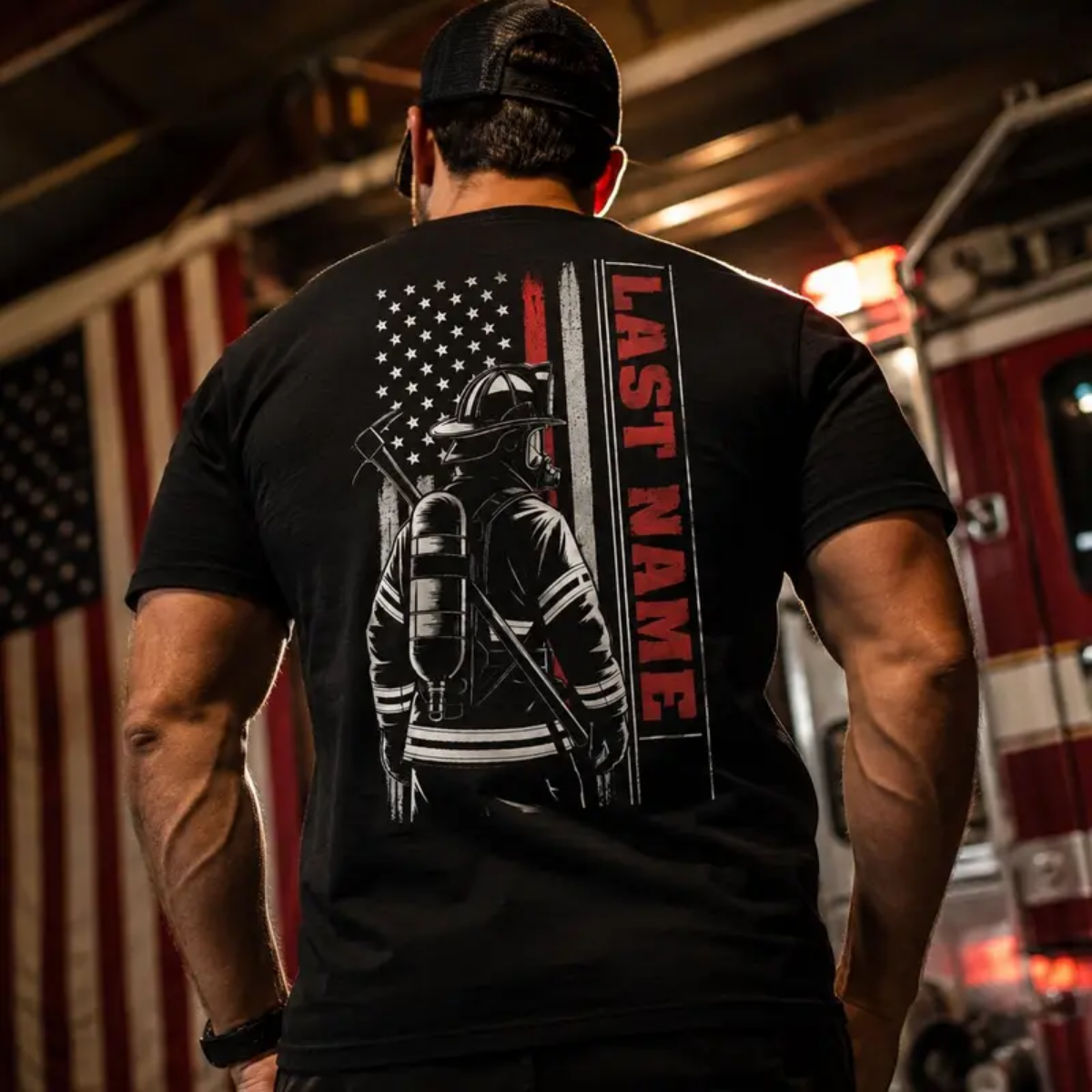 Custom  Firefighter Shirt, Custom Last Name Firefighter Tee, Firefighter Gift for Him, Firefighter Dad Shirt, Fire Department Gift