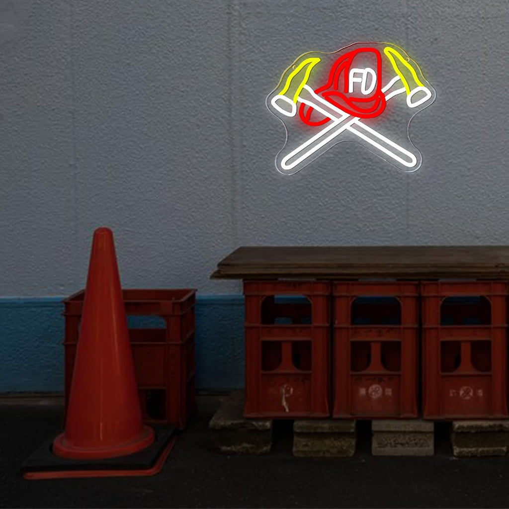 Firefighter Helmet Neon Sign Details