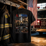 9/11 25th Anniversary Tee - We Will Never Forget Firefighter Police EMS Tribute