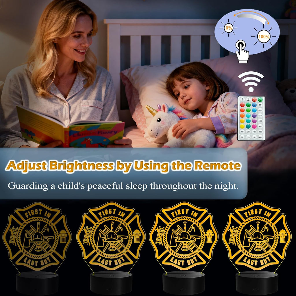 Firefighter LED Neon Signs & 3D Illusion Night Lights - Wall Decor & Desk Lamp Collection Lifestyle & Details