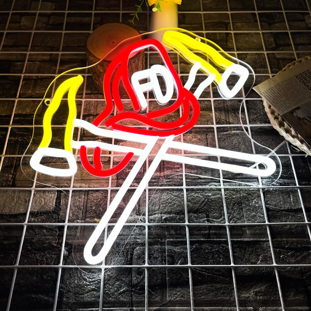 Firefighter Helmet Neon Sign Details
