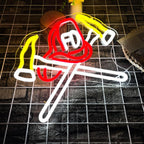 Firefighter Helmet Neon Sign Details