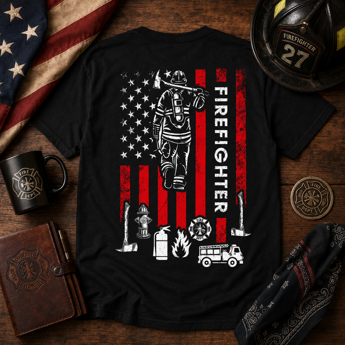 Custom  Firefighter Shirt, Custom Last Name Firefighter Tee, Firefighter Gift for Him, Firefighter Dad Shirt, Fire Department Gift