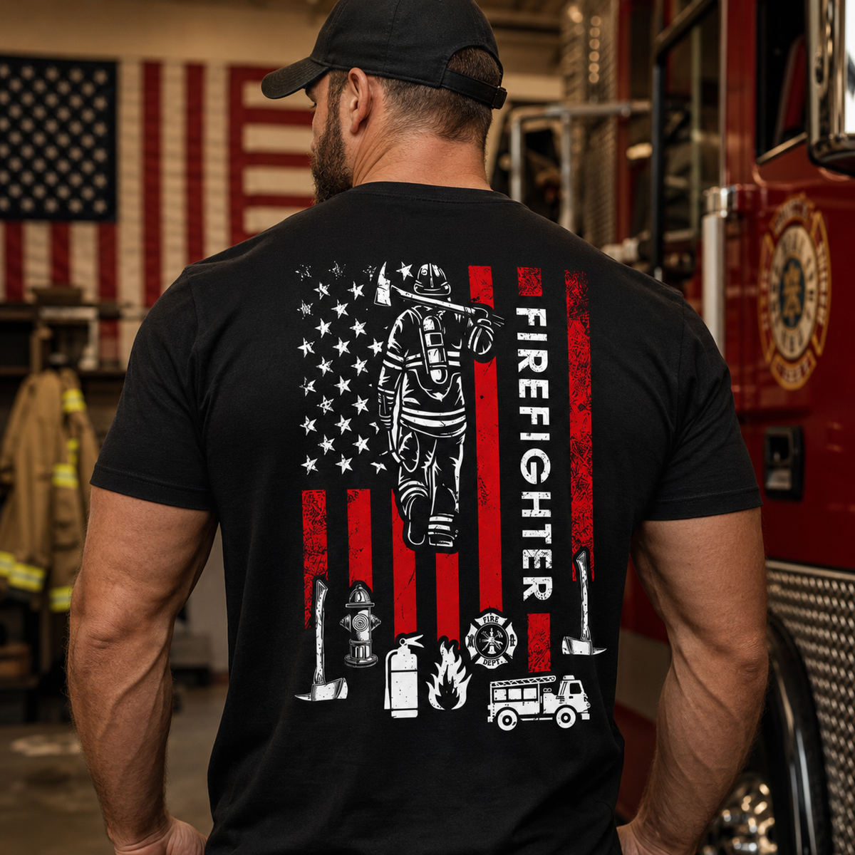 Custom  Firefighter Shirt, Custom Last Name Firefighter Tee, Firefighter Gift for Him, Firefighter Dad Shirt, Fire Department Gift