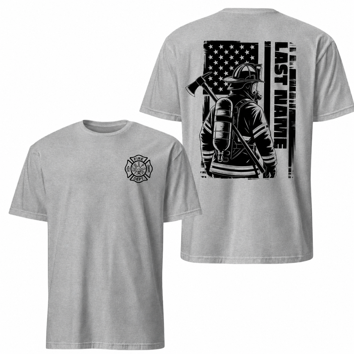 Custom  Firefighter Shirt, Custom Last Name Firefighter Tee, Firefighter Gift for Him, Firefighter Dad Shirt, Fire Department Gift