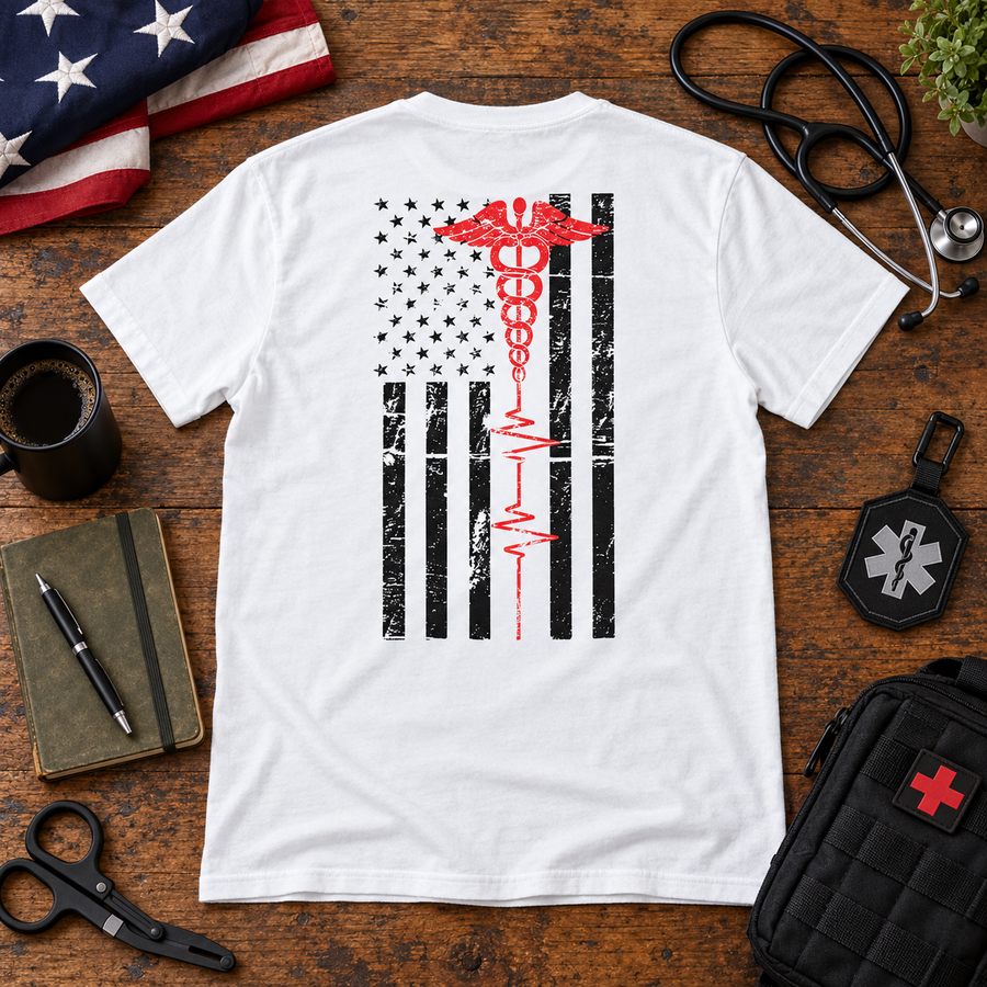 Patriotic EMS Medical Caduceus Flag Shirt, Sweatshirt & Hoodie