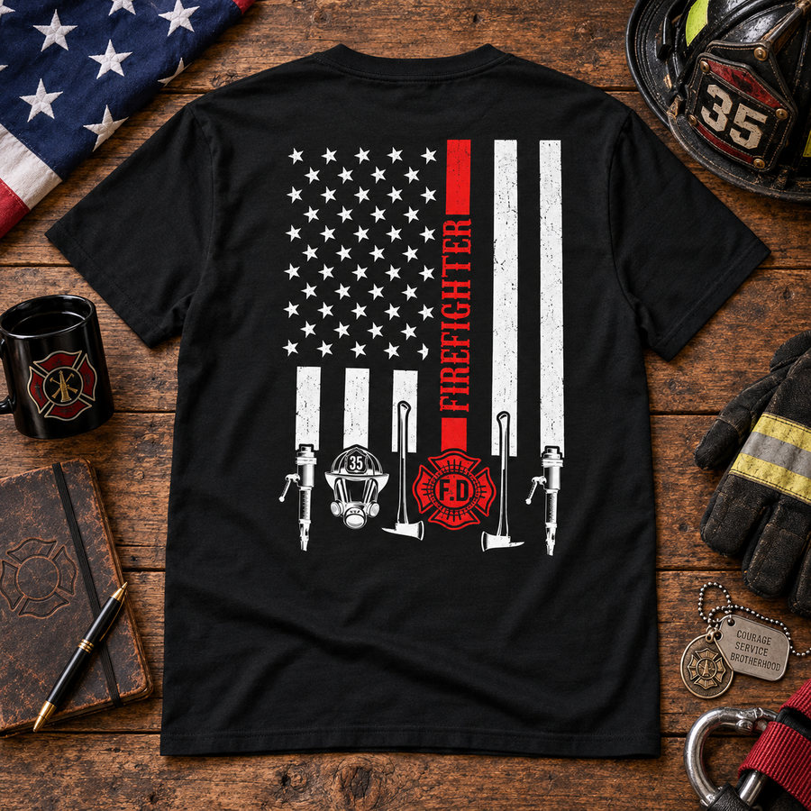 American Flag Firefighter T-Shirt