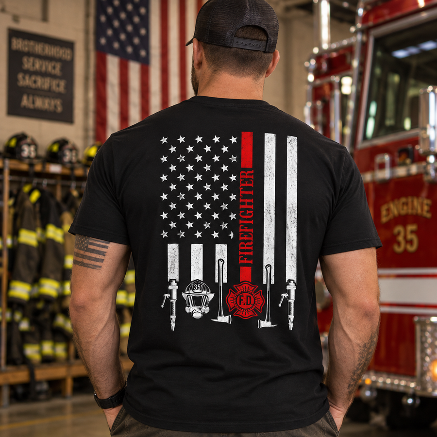 American Flag Firefighter T-Shirt