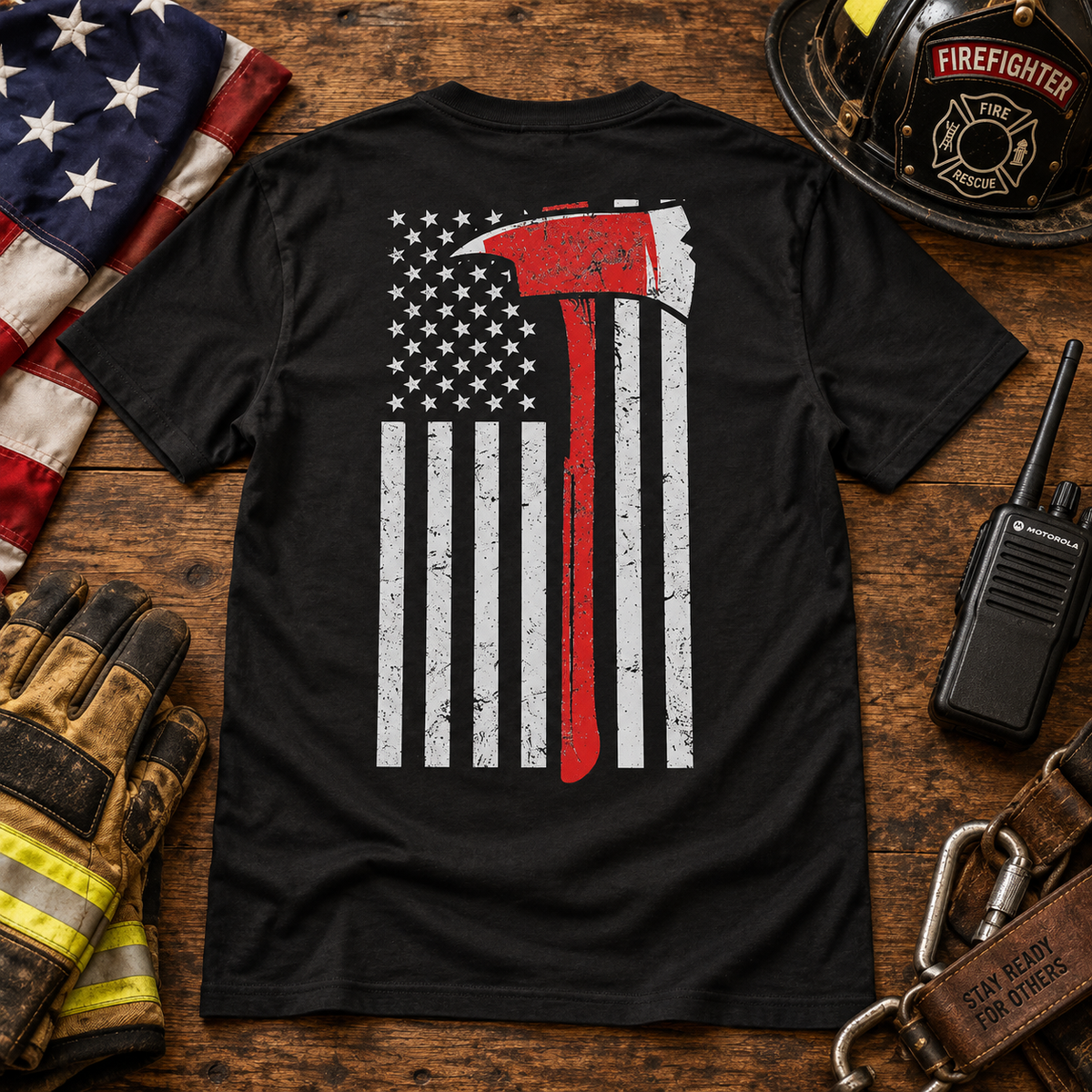 Firefighter American Flag T-Shirt
