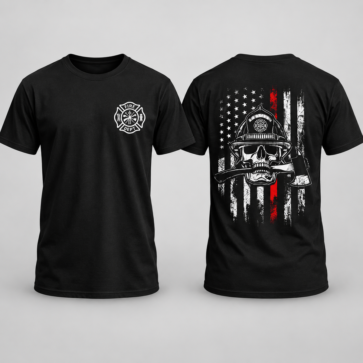 Firefighter Skull Flag T-Shirt
