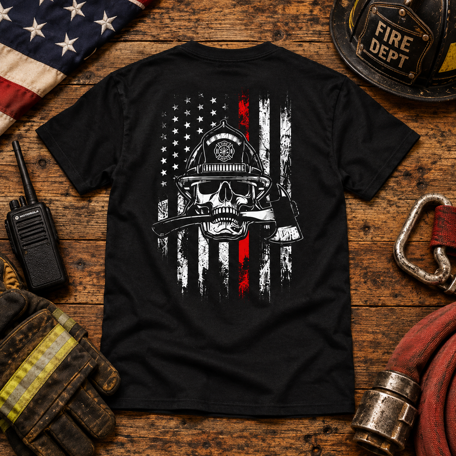 Firefighter Skull Flag T-Shirt