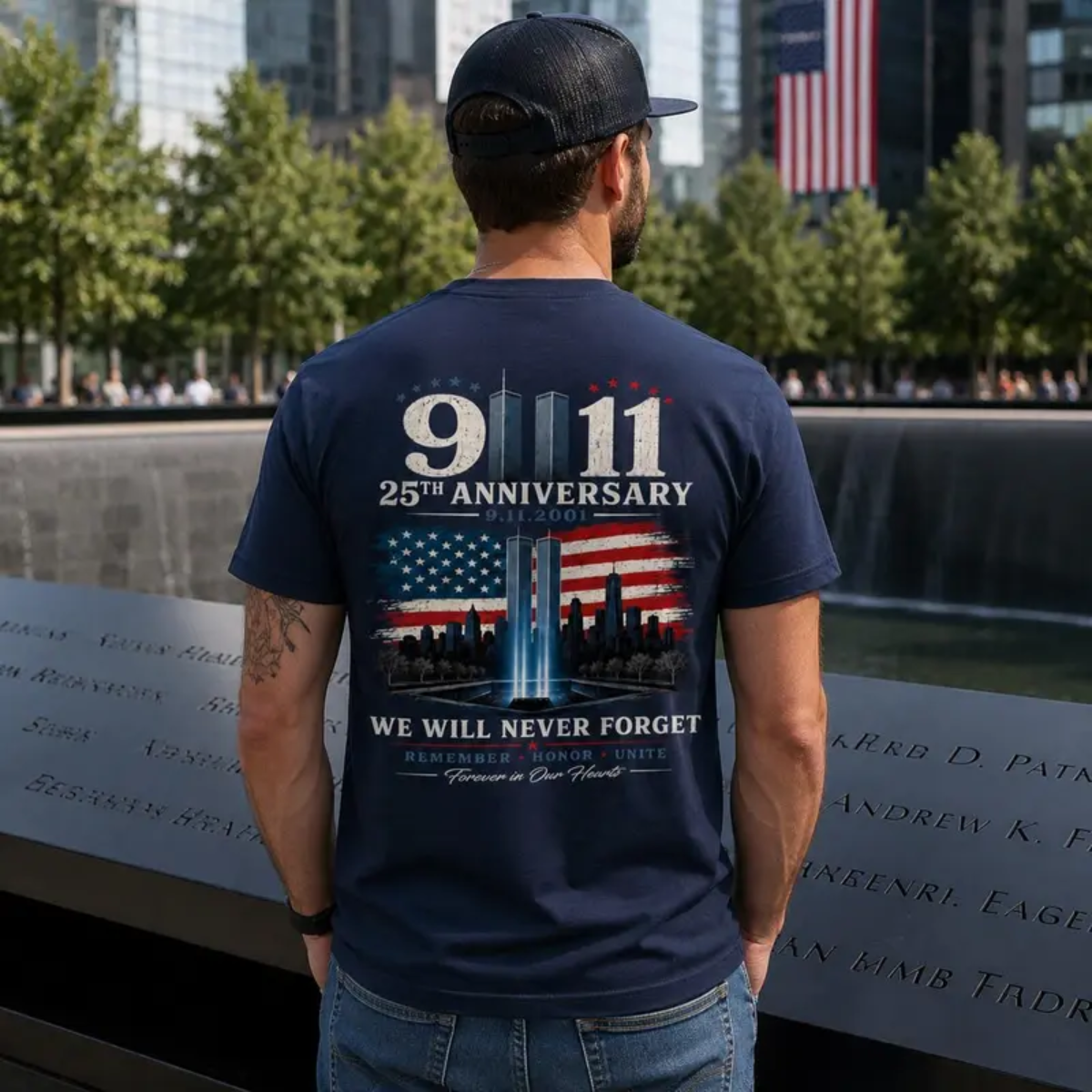 9/11 25th Anniversary Tee - We Will Never Forget 9.11.2001
