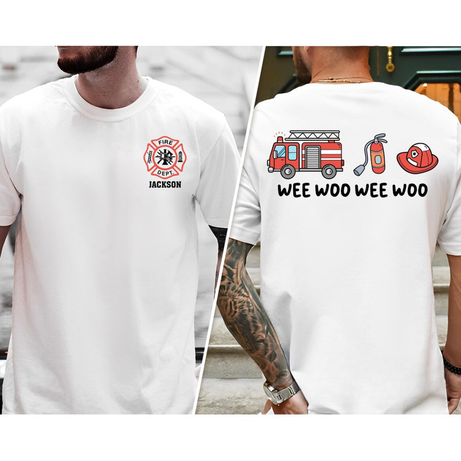 Custom Last Name Firefighter T-shirt, Personalized Firefighter Shirt, Firefighter Gift, Fireman Gift, Fire Department Shirt, Fireman Shirt