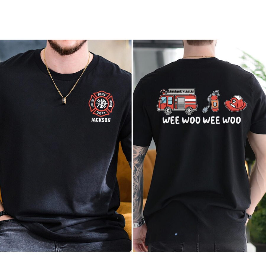 Custom Last Name Firefighter T-shirt, Personalized Firefighter Shirt, Firefighter Gift, Fireman Gift, Fire Department Shirt, Fireman Shirt