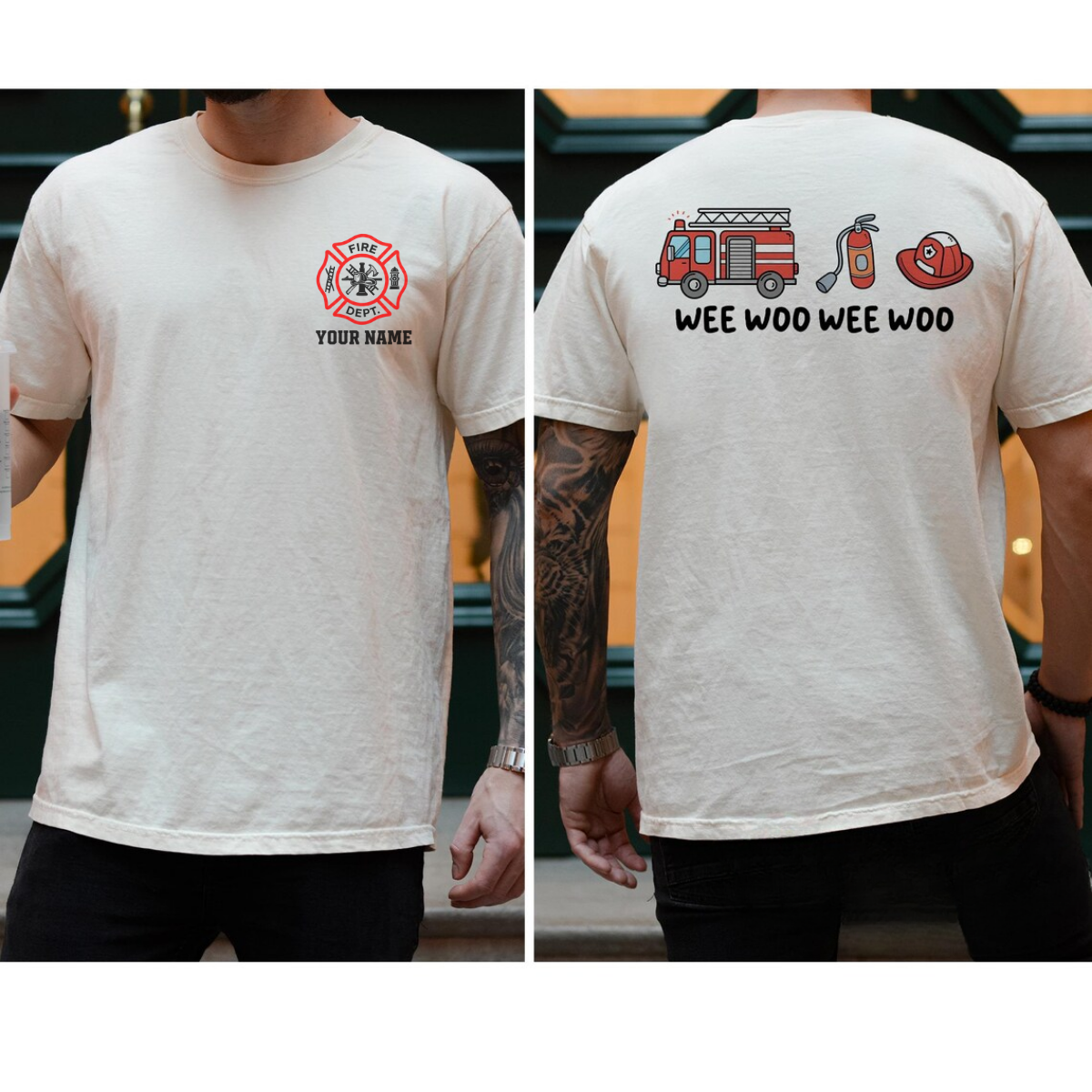 Custom Last Name Firefighter T-shirt, Personalized Firefighter Shirt, Firefighter Gift, Fireman Gift, Fire Department Shirt, Fireman Shirt